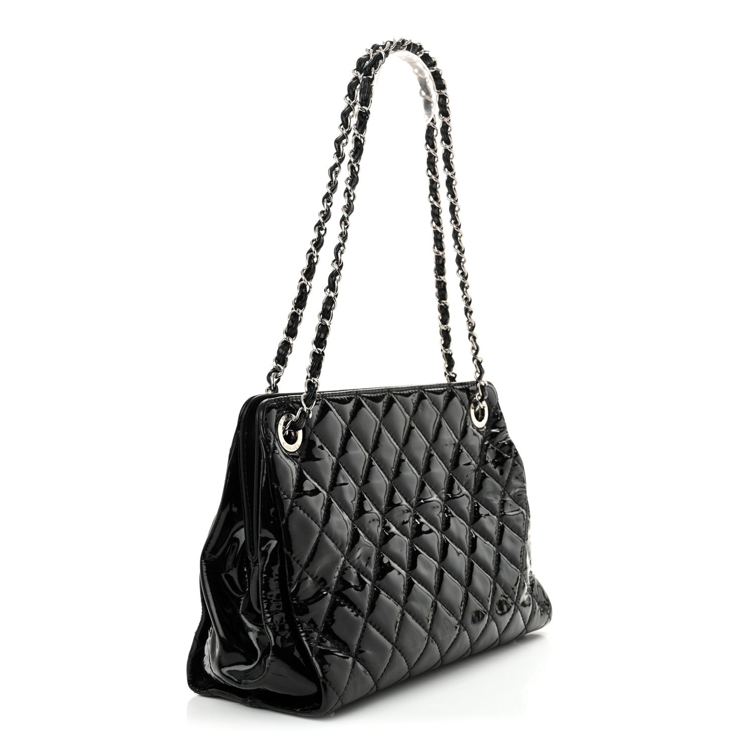 Chanel Patent Quilted Timeless CC Shopping Tote Black 3 of 12