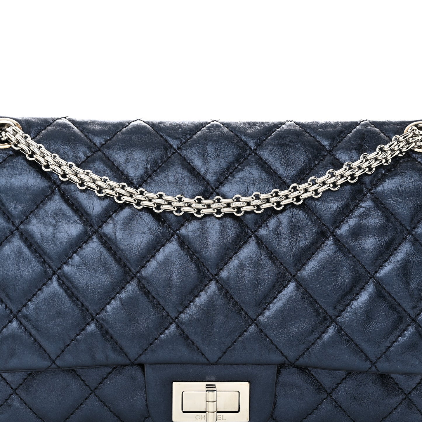 Metallic Aged Calfskin Quilted 2.55 Reissue 227 Flap Blue