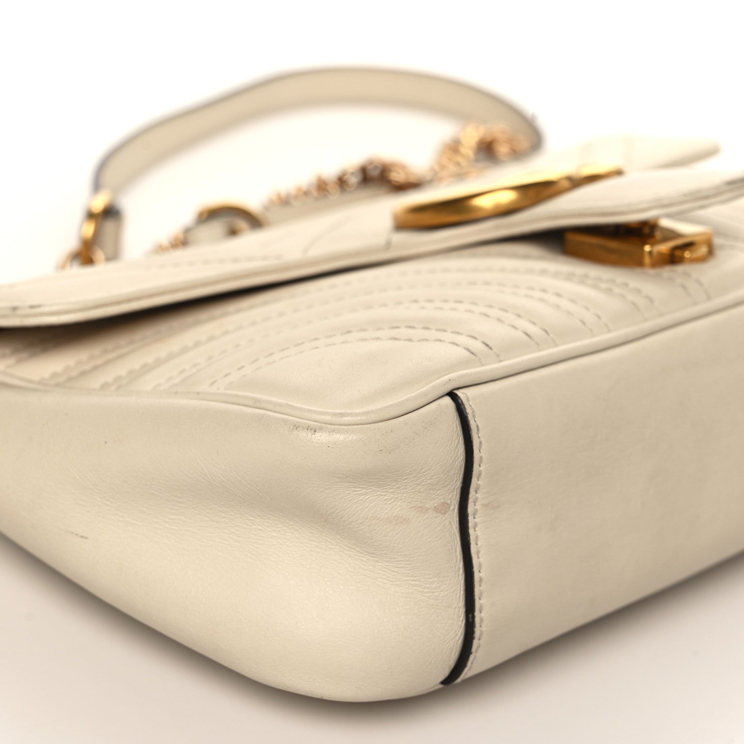 Gucci Calfskin Matelasse Small GG Marmont Shoulder Bag White 7 of 15