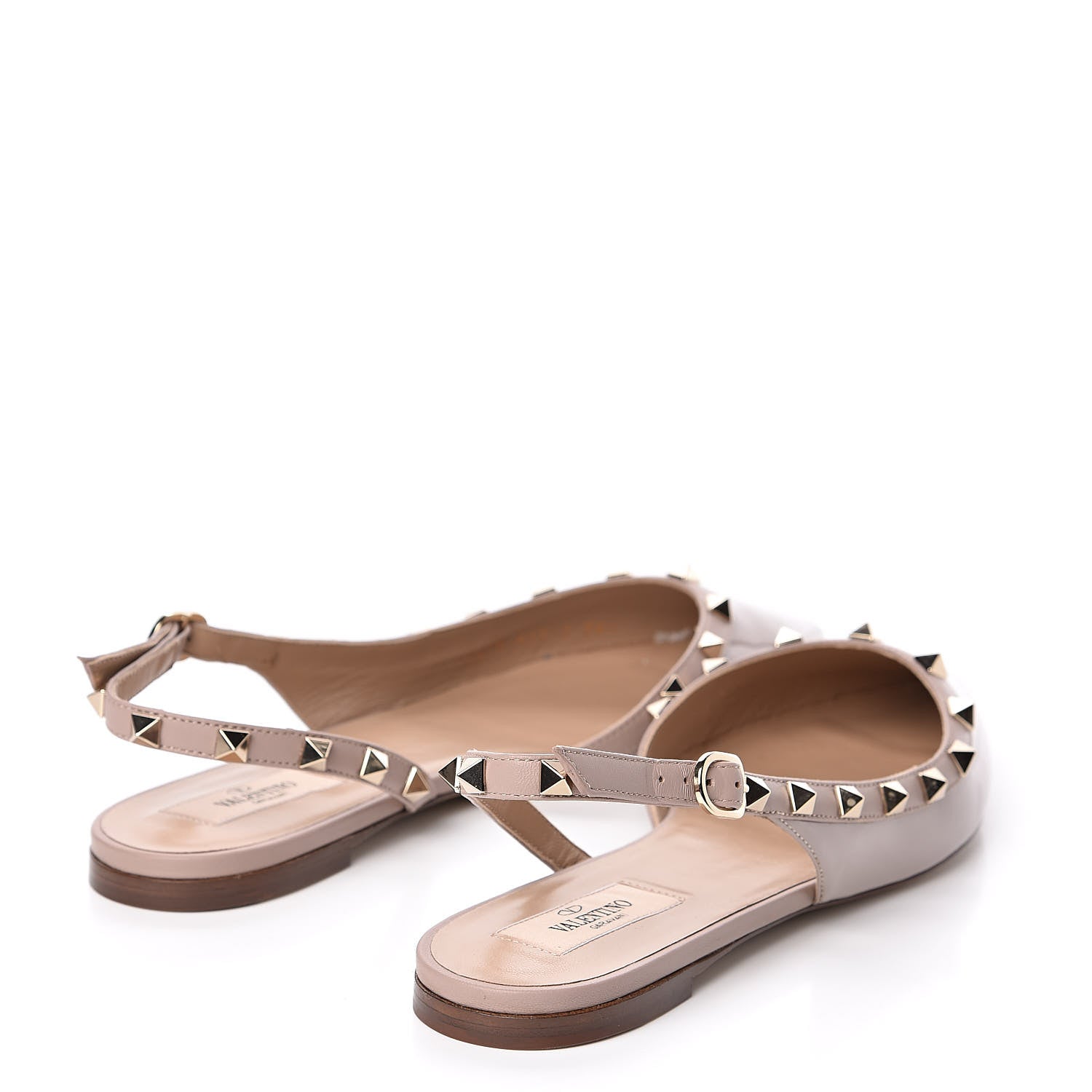 Valentino Garavani Patent Rockstud Slingback Flats 38.5 Poudre 4 of 9
