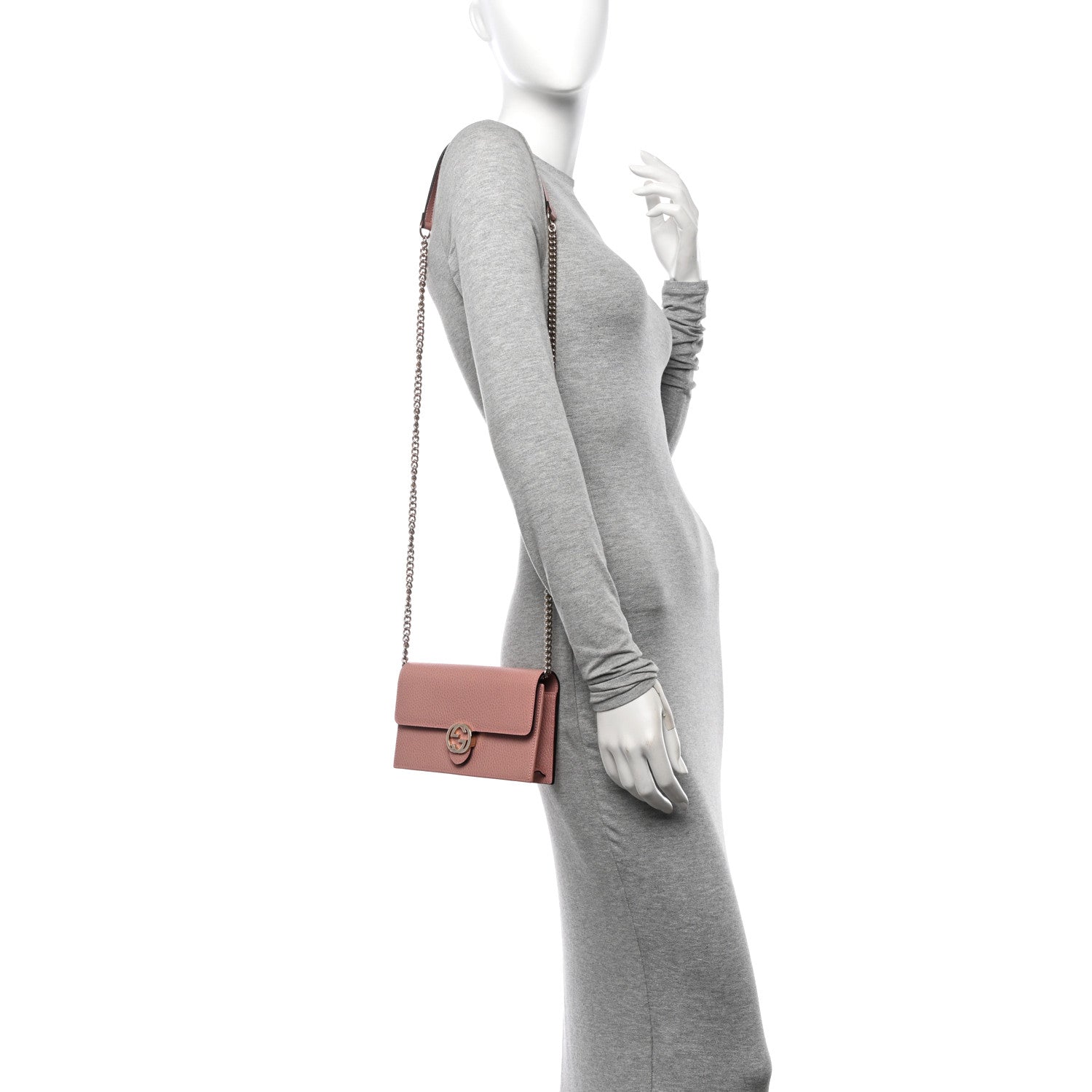 Gucci Dollar Calfskin Interlocking G Chain Wallet Soft Pink 2 of 11