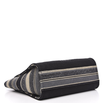 Chanel Striped Canvas Small Deauville Tote Grey Black 4 of 12