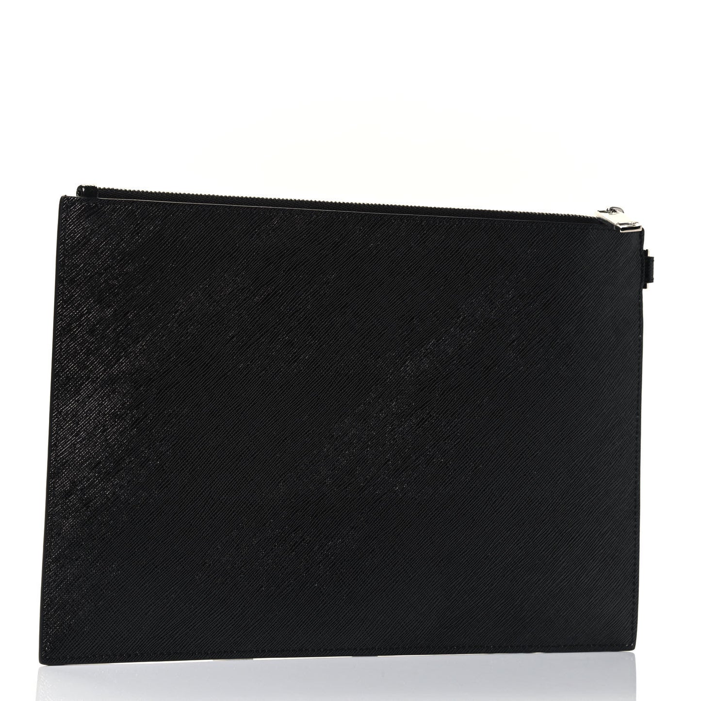 Textured Coated Canvas Iconic Prints Flat Medium Clutch Bag Black