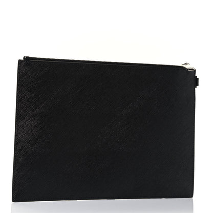 Givenchy Textured Coated Canvas Iconic Prints Flat Medium Clutch Bag Black 2 of 4