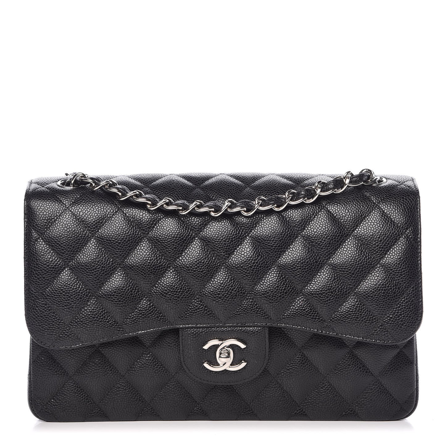 Caviar Quilted Jumbo Double Flap Black