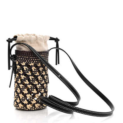 Loewe Calfskin Raffia Paula's Ibiza Pocket Bucket Bag Natural Navy Blue 3 of 10