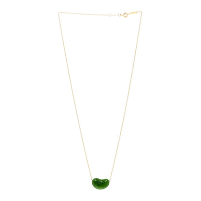 Tiffany 18K Yellow Gold Jade 18mm Elsa Peretti Bean Pendant Necklace 3 of 5