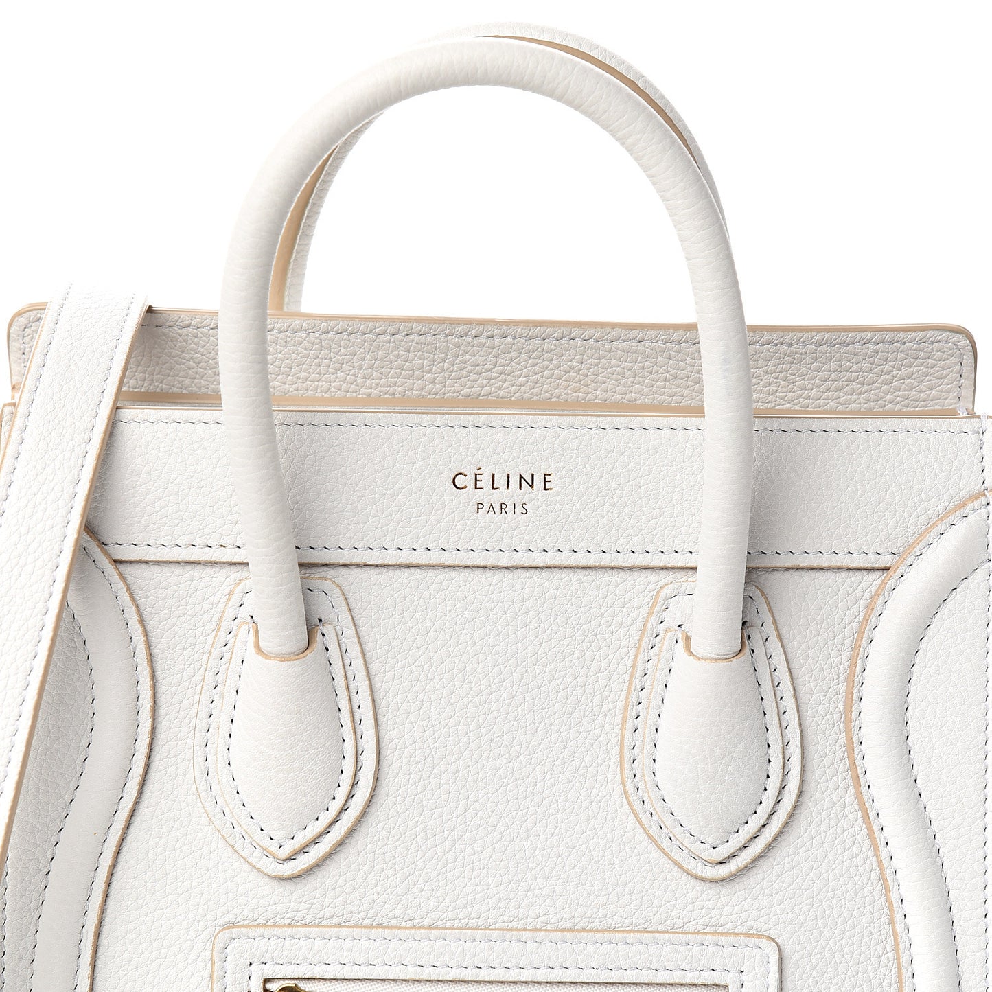 Drummed Calfskin Nano Luggage Optic White