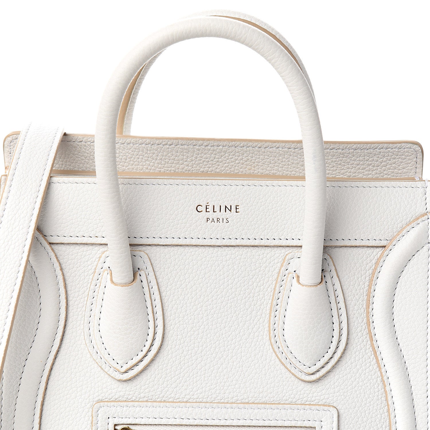 Celine Drummed Calfskin Nano Luggage Optic White 9 of 9