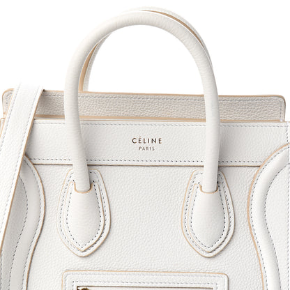 Celine Drummed Calfskin Nano Luggage Optic White 9 of 9