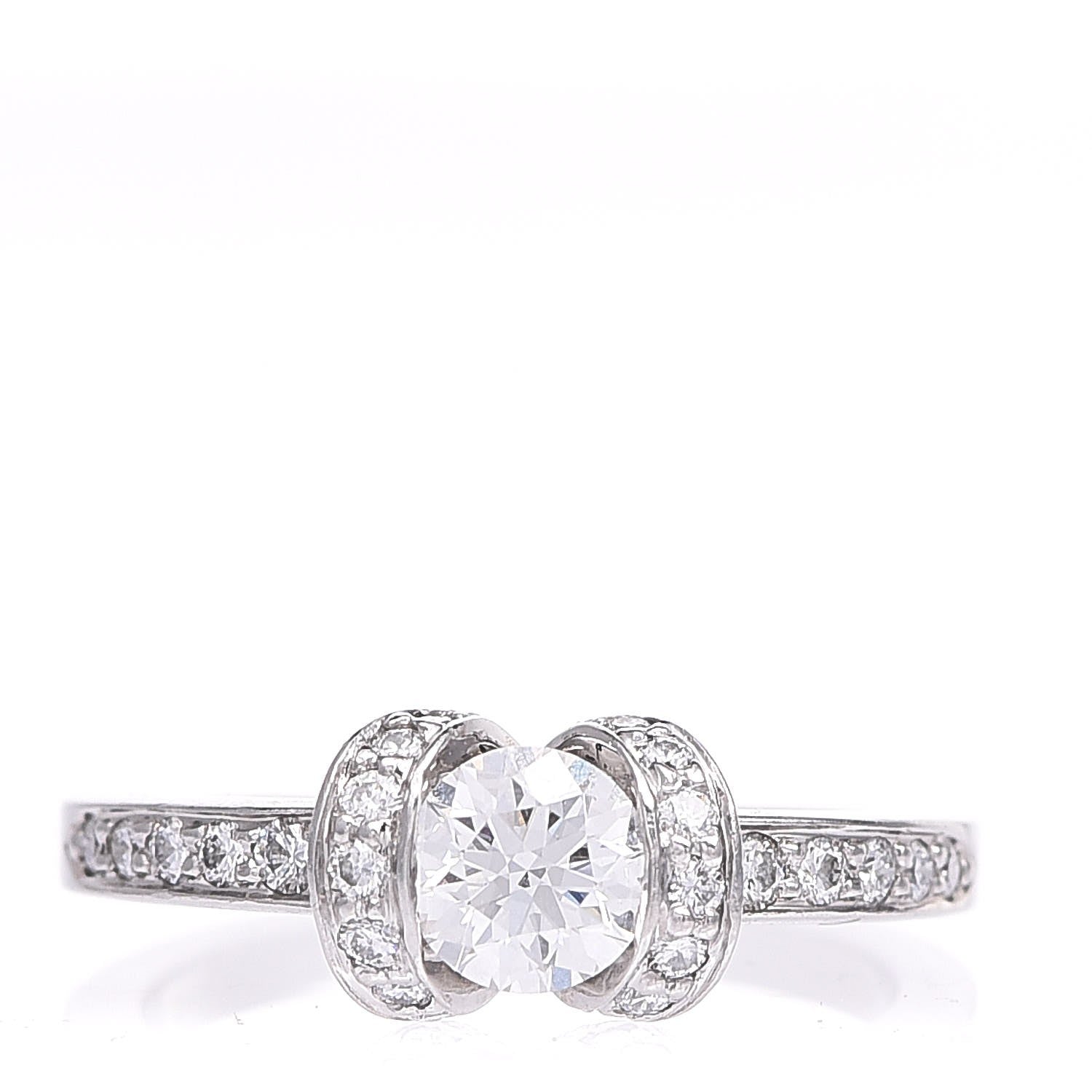 Tiffany Platinum Diamond Round Brilliant .54 Ct. Ribbon Engagement Ring 51.9 6 1 of 6