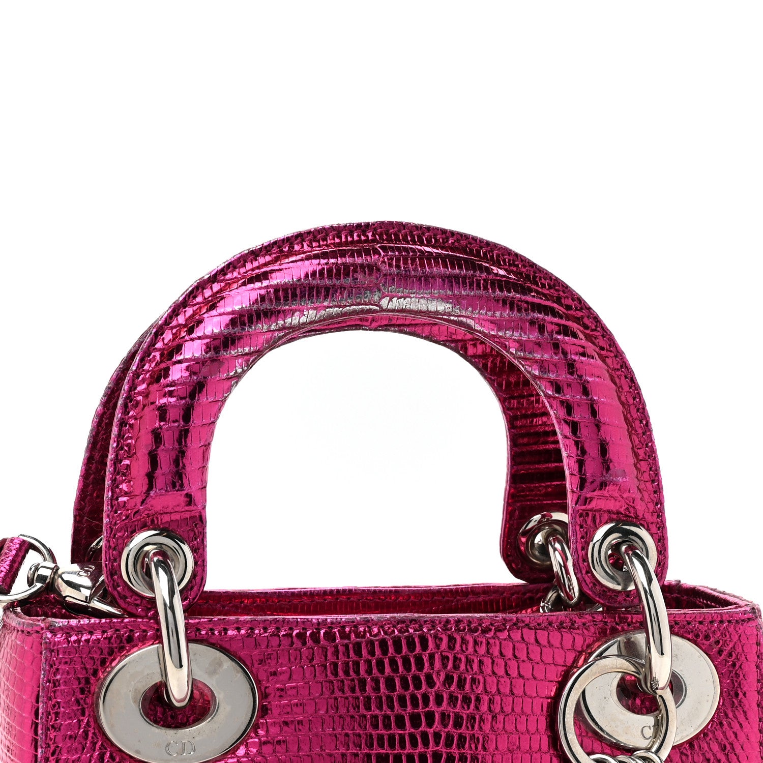 Christian Dior Metallic Lizard Mini Lady Dior Fuchsia 18 of 18