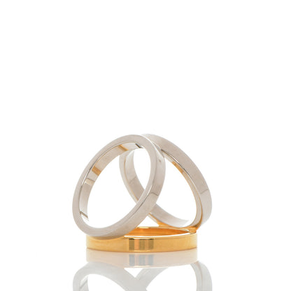 Hermes Palladium Gold Plated Trio Scarf Ring Silver Gold 5 of 6