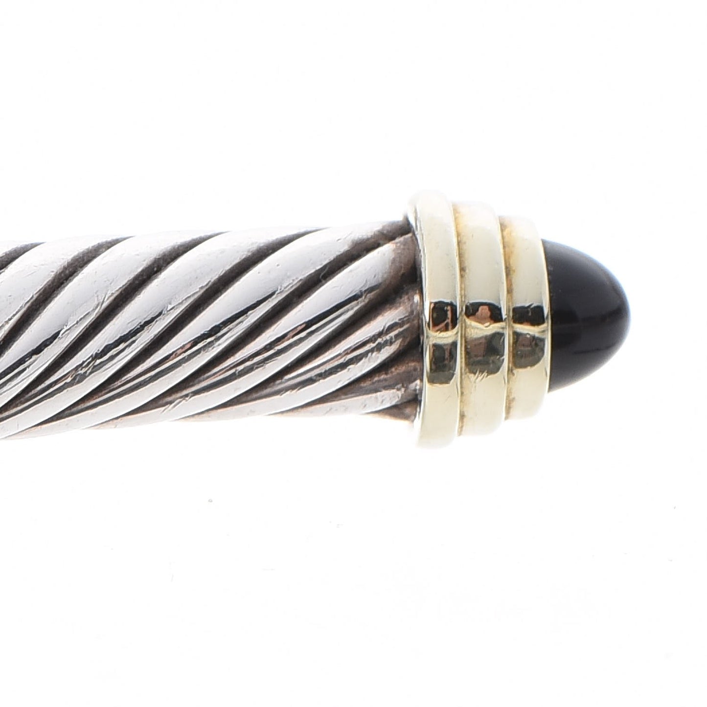 Sterling Silver 14K Yellow Gold Black Onyx 5mm Cable Classics Petite Color Bracelet