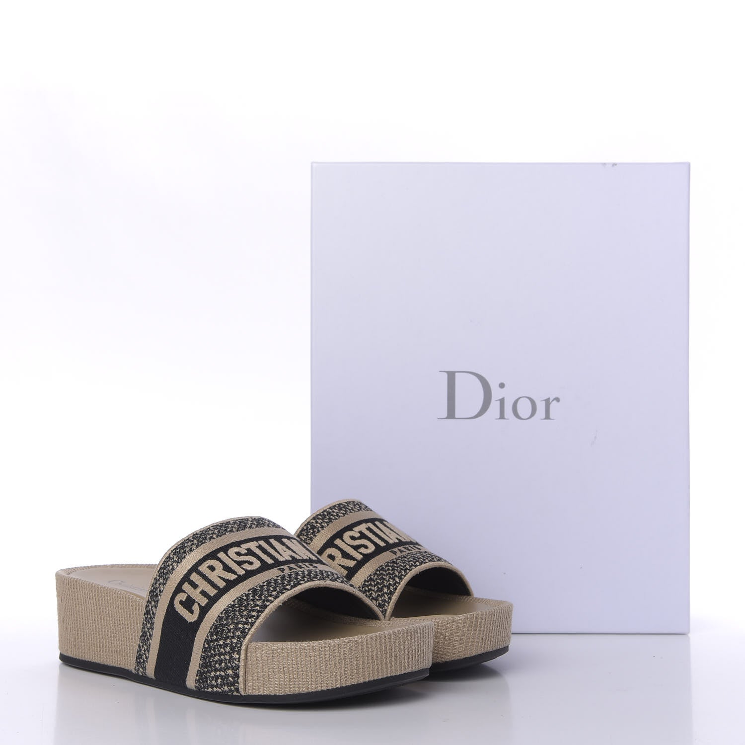 Christian Dior Oblique D-Way Platform Sandal 38 Black Creme 10 of 10