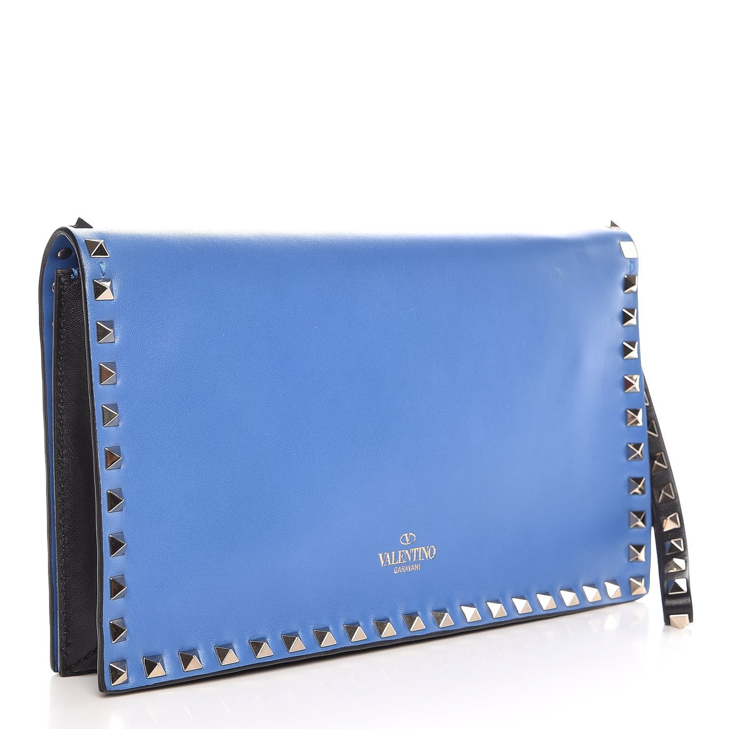 Nappa Rockstud Wristlet Clutch Light Sapphire Black