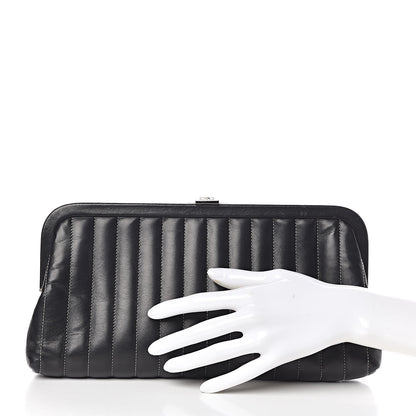 Chanel Lambskin Vertical Quilted Mademoiselle Clutch Black 2 of 7