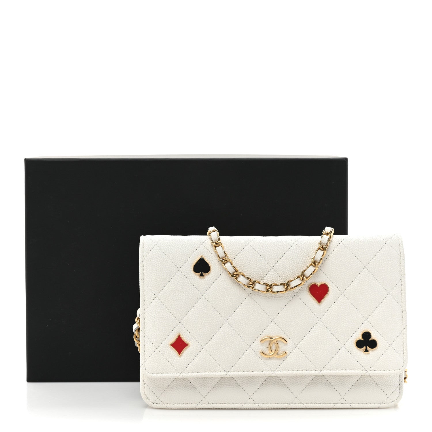 Chanel Caviar Quilted Enamel Coco Casino Wallet On Chain WOC White 17 of 17