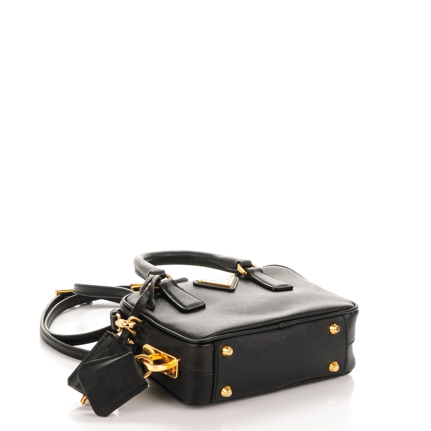 Saffiano Lux Mini Top Handle Crossbody Bag Black