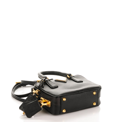 Prada Saffiano Lux Mini Top Handle Crossbody Bag Black 5 of 9