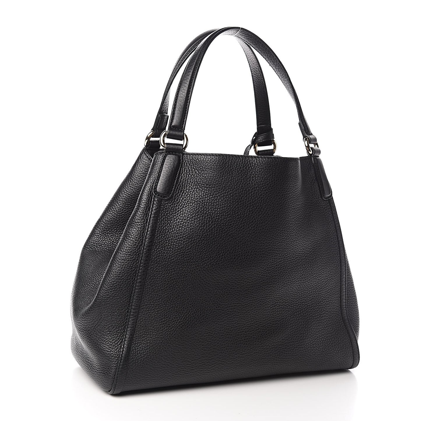 Pebbled Calfskin Medium Soho Shoulder Bag Black