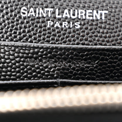 Saint Laurent Grain De Poudre Matelasse Chevron Monogram Chain Wallet Black 7 of 10