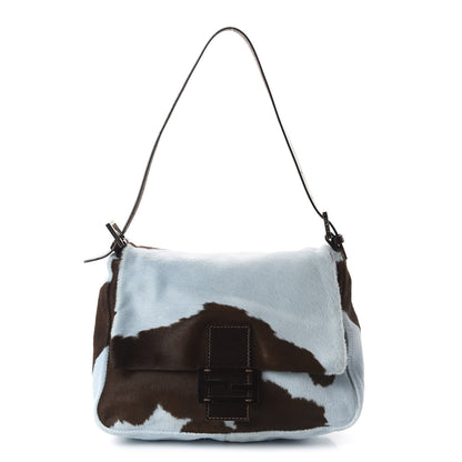 Fendi Calf Hair Mama Baguette Light Blue Brown 1 of 13