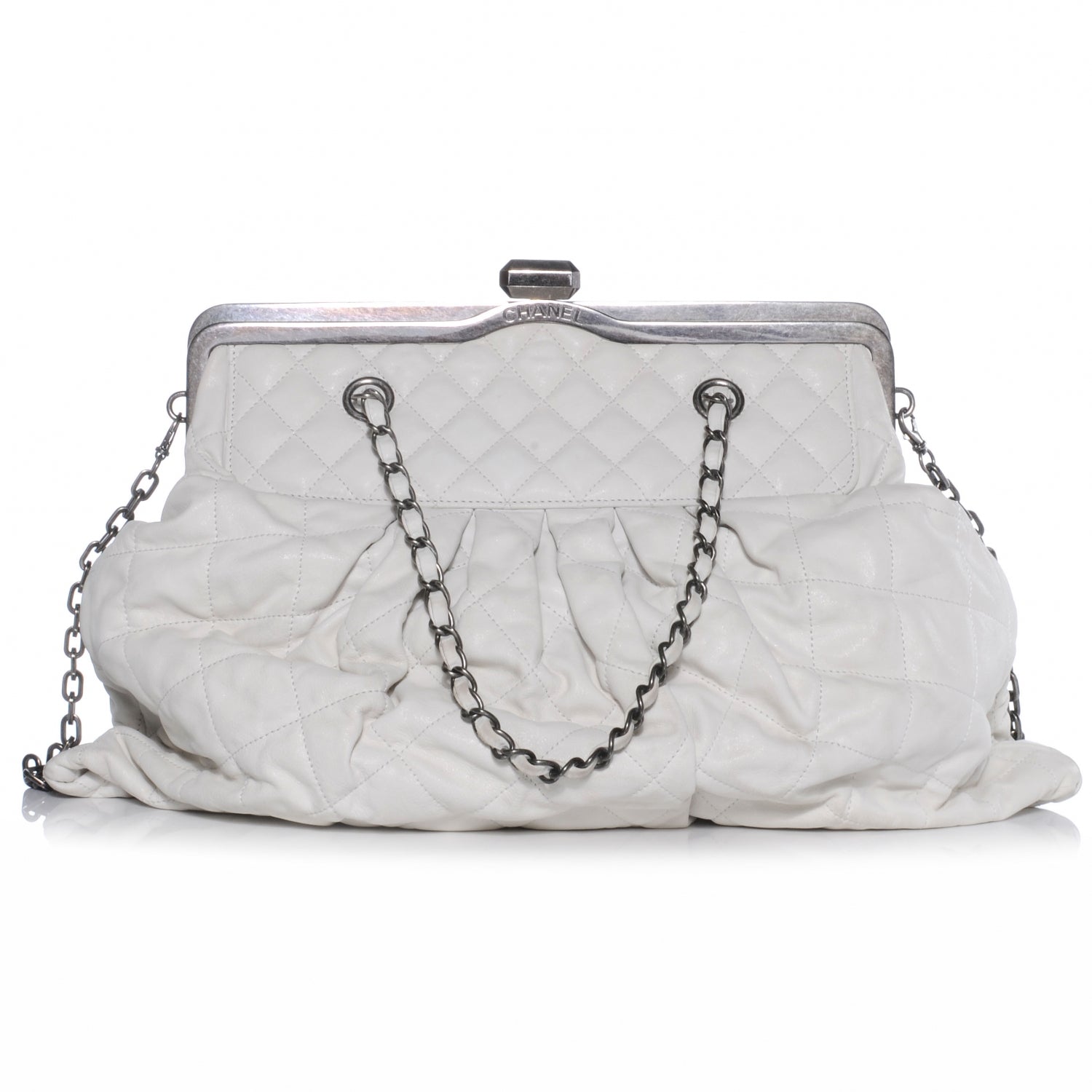 Chanel Iridescent Calfskin Chic Quilt Frame Tote White 1 of 7