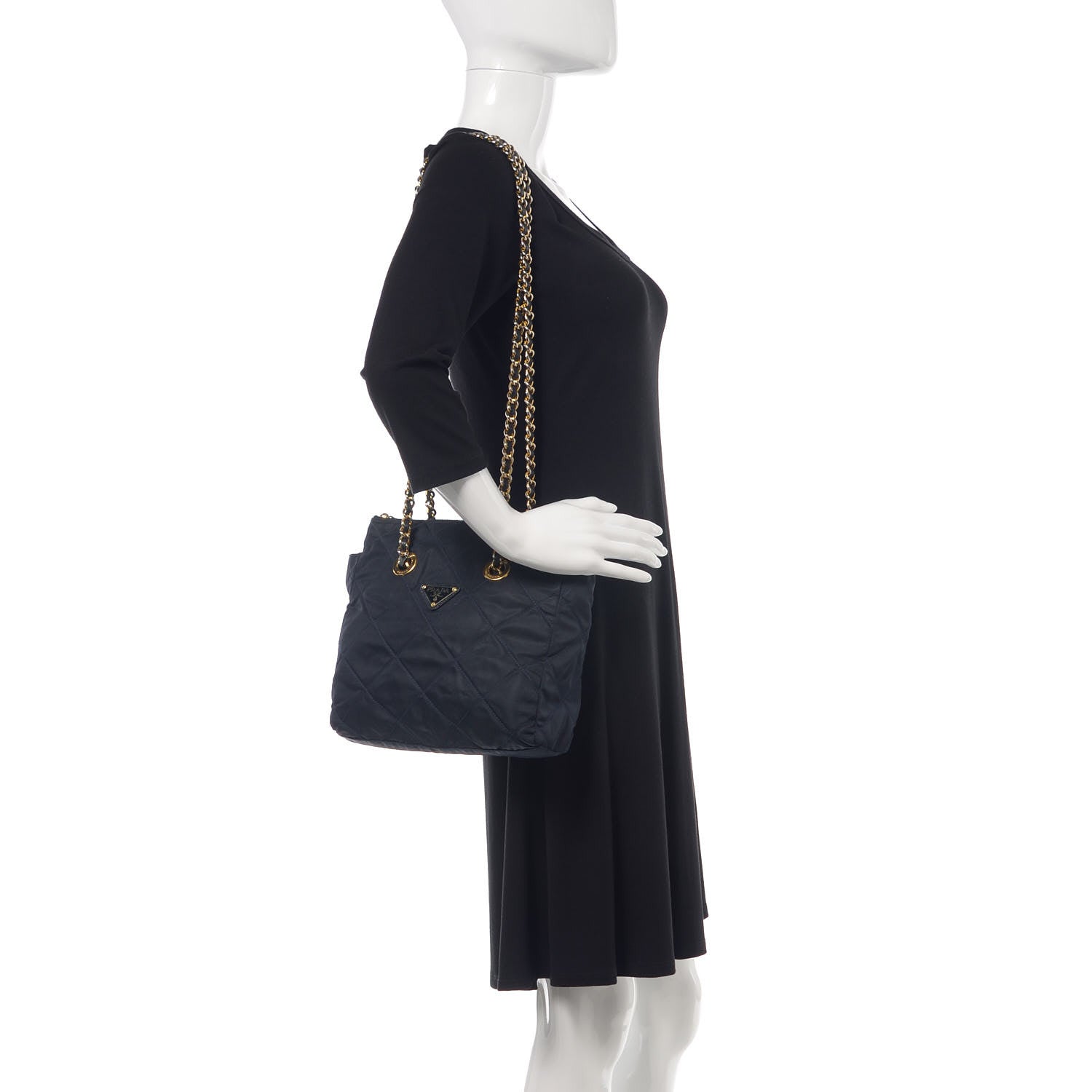 Prada Nylon Tessuto Quilted Shoulder Bag Navy 2 of 14