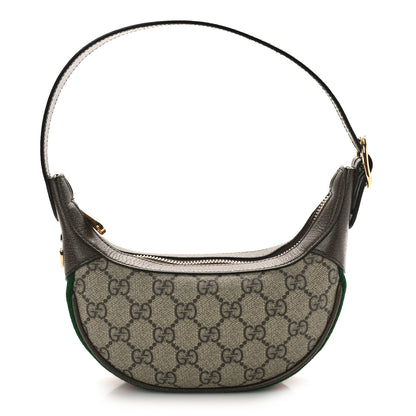Gucci GG Supreme Monogram Textured Calfskin Web Mini Ophidia Half Moon Hobo Beige Ebony New Acero 1 of 11
