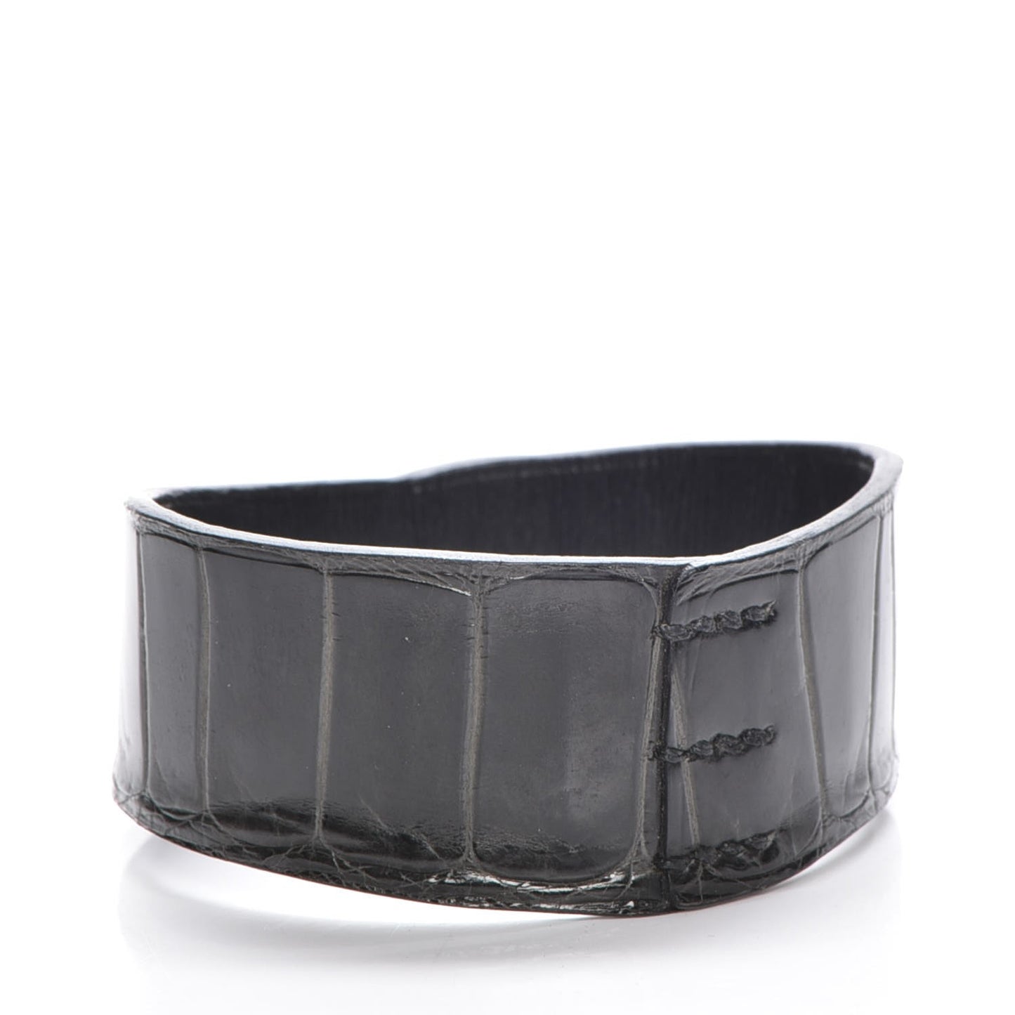 Crocodile Traces Petit H Simple Tour Bracelet Black
