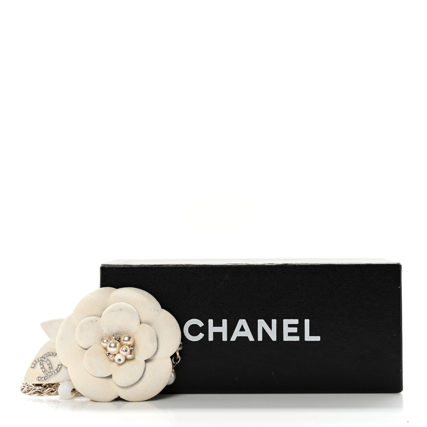 Chanel Pearl Crystal Beaded Camellia Chain Belt Gold White 7 of 7