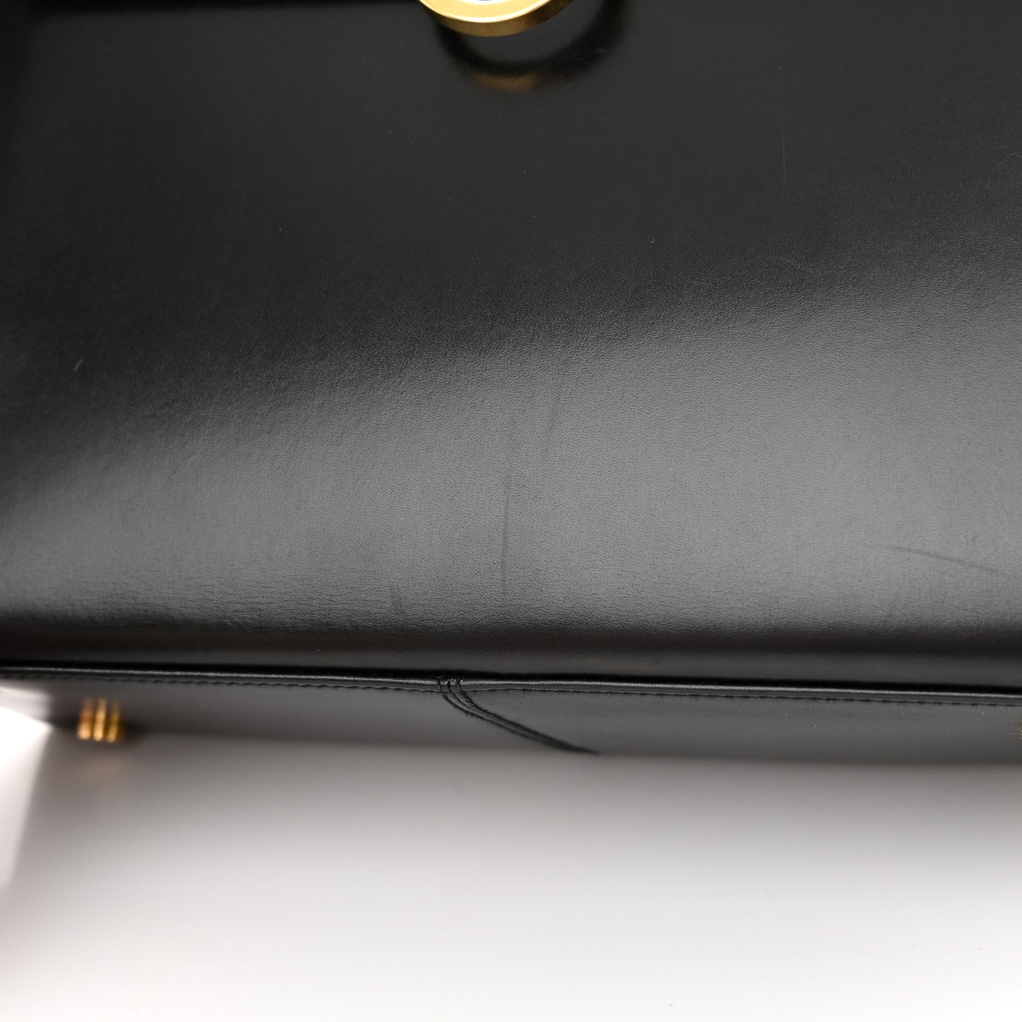 Brushed Off Calfskin Iconic Large Top Handle Bag Black