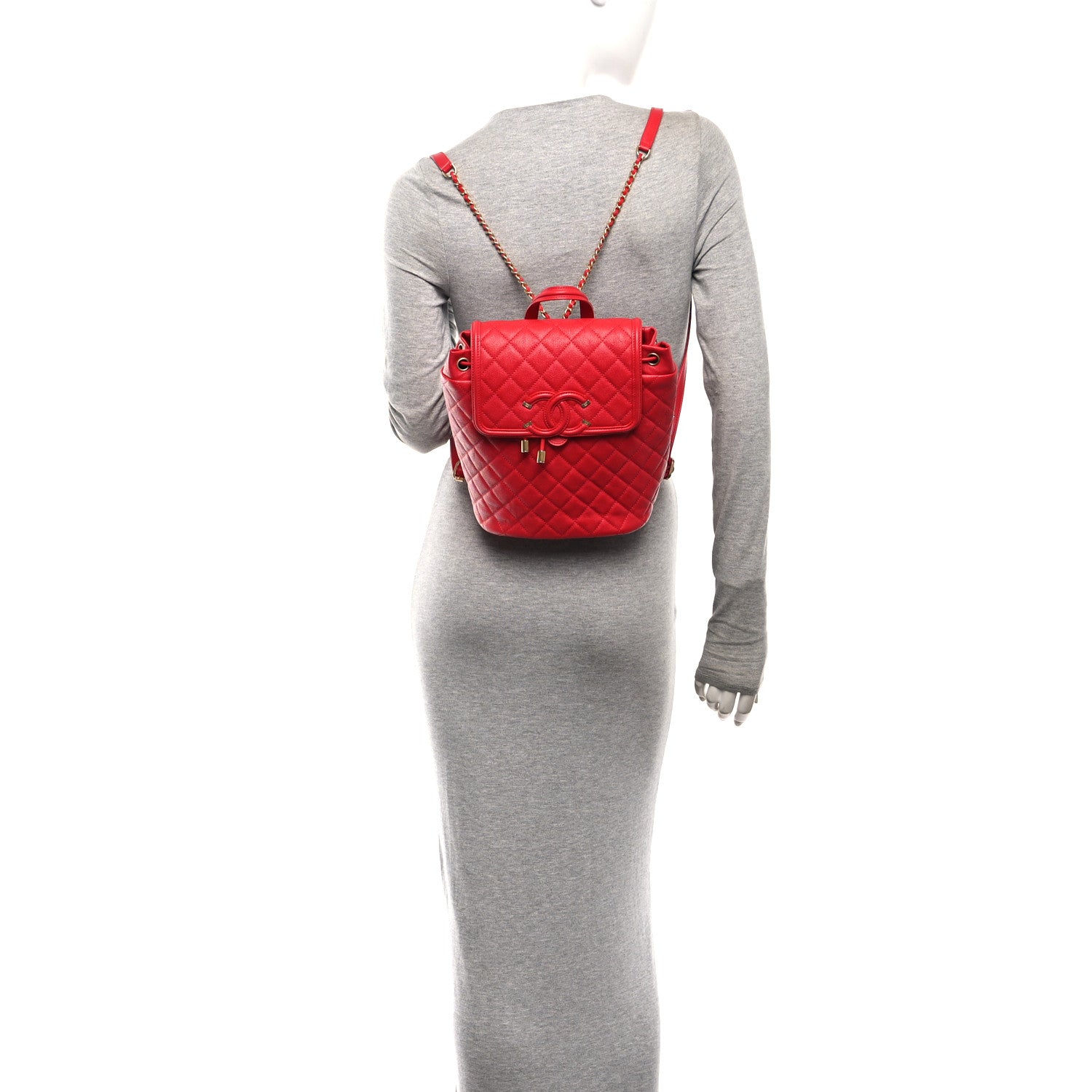 Chanel Caviar Quilted Filigree Backpack Red 2 of 10