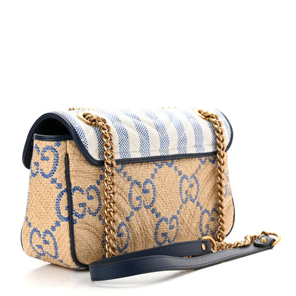 Gucci Raffia GG Monogram Matelasse Small GG Marmont Shoulder Bag Natural Royale Off White 3 of 10