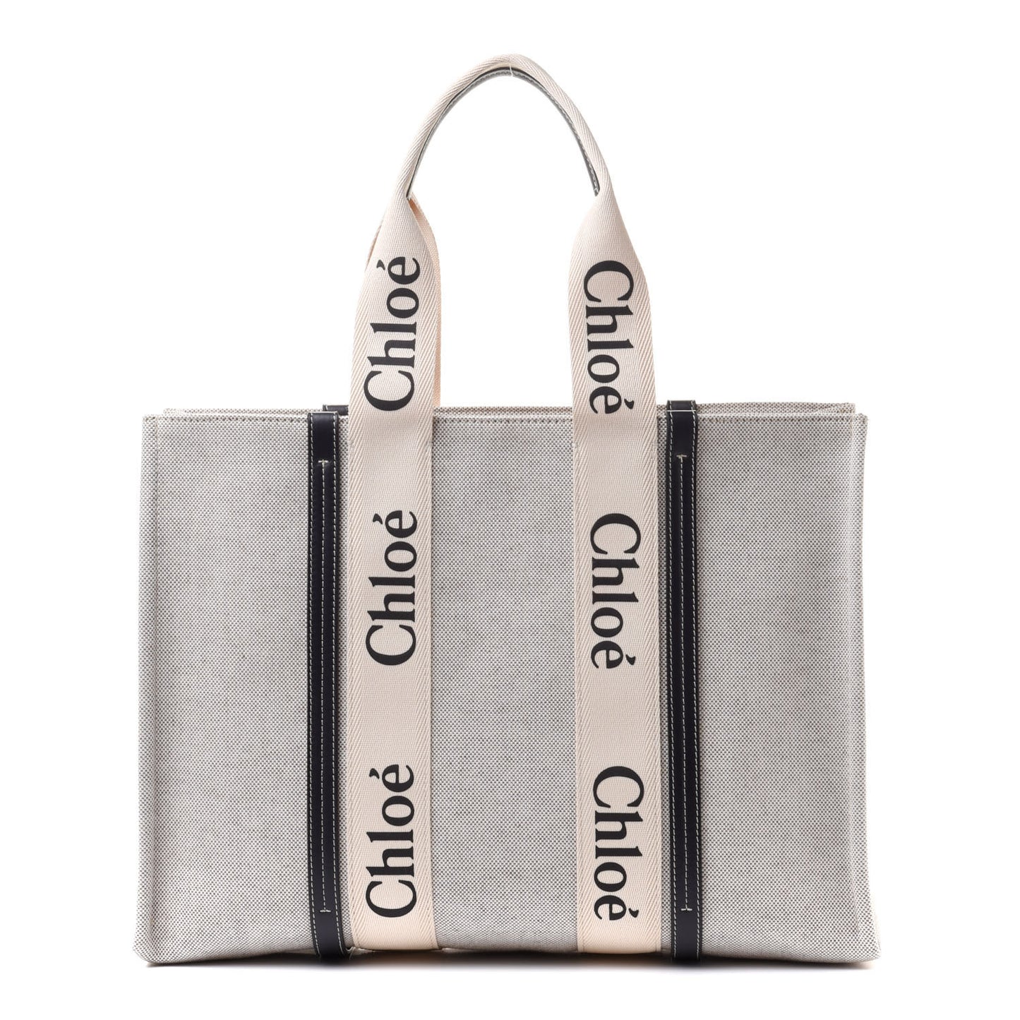 Cotton Calfskin Large Woody Ribbon Tote White Blue