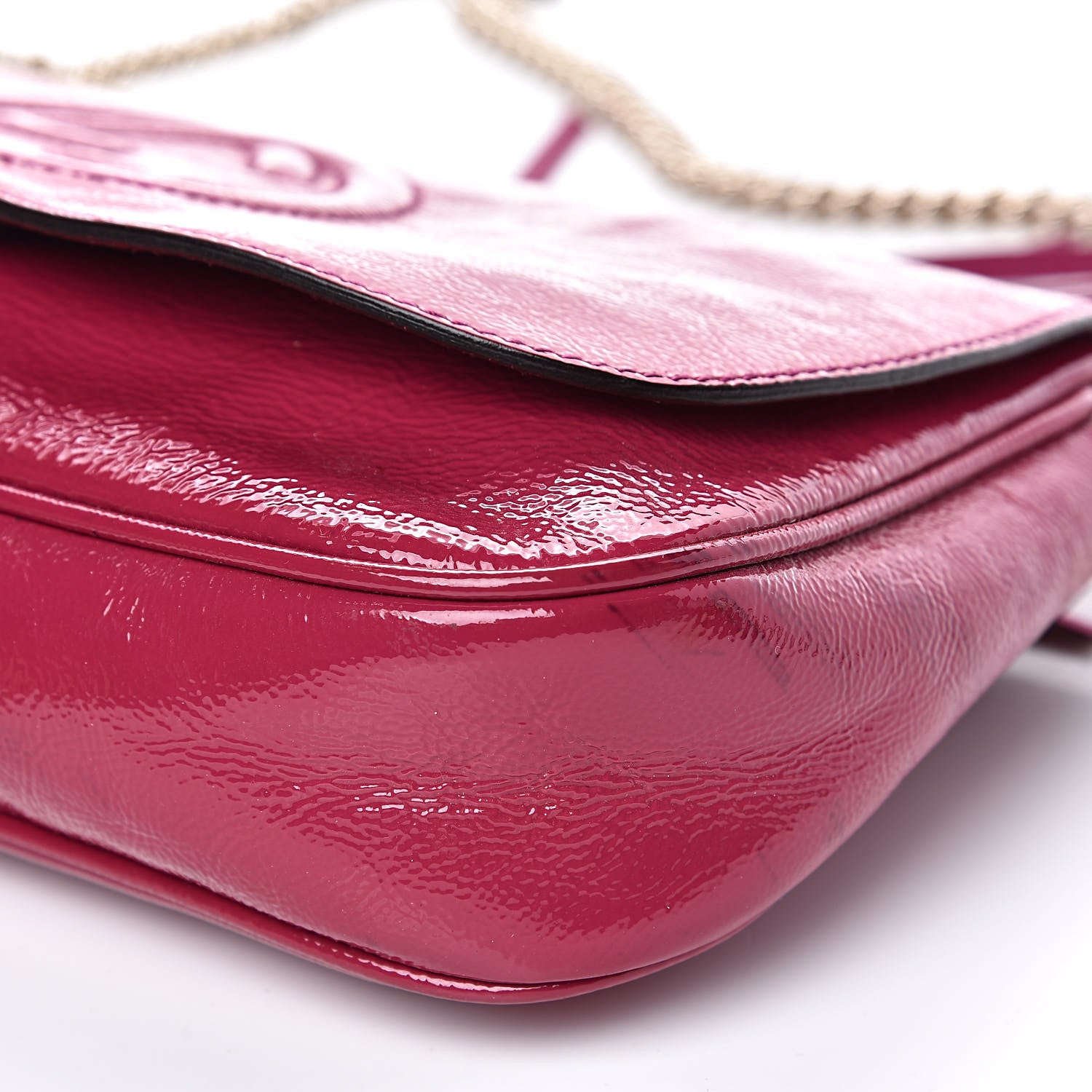 Gucci Patent Medium Soho Flap Crossbody Bright Bougainvillea 10 of 16