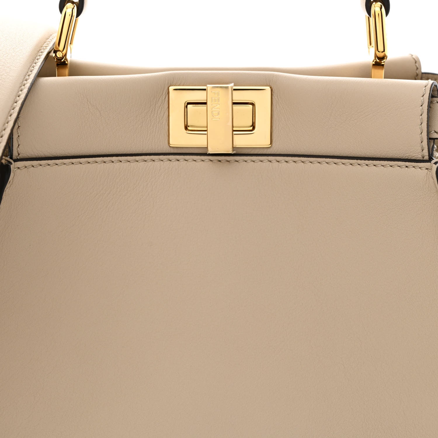 Fendi Vitello Seta Cotton Canvas FF Embroidered Mini Peekaboo Iconic Satchel Nuvola 8 of 10