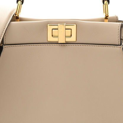 Fendi Vitello Seta Cotton Canvas FF Embroidered Mini Peekaboo Iconic Satchel Nuvola 8 of 10