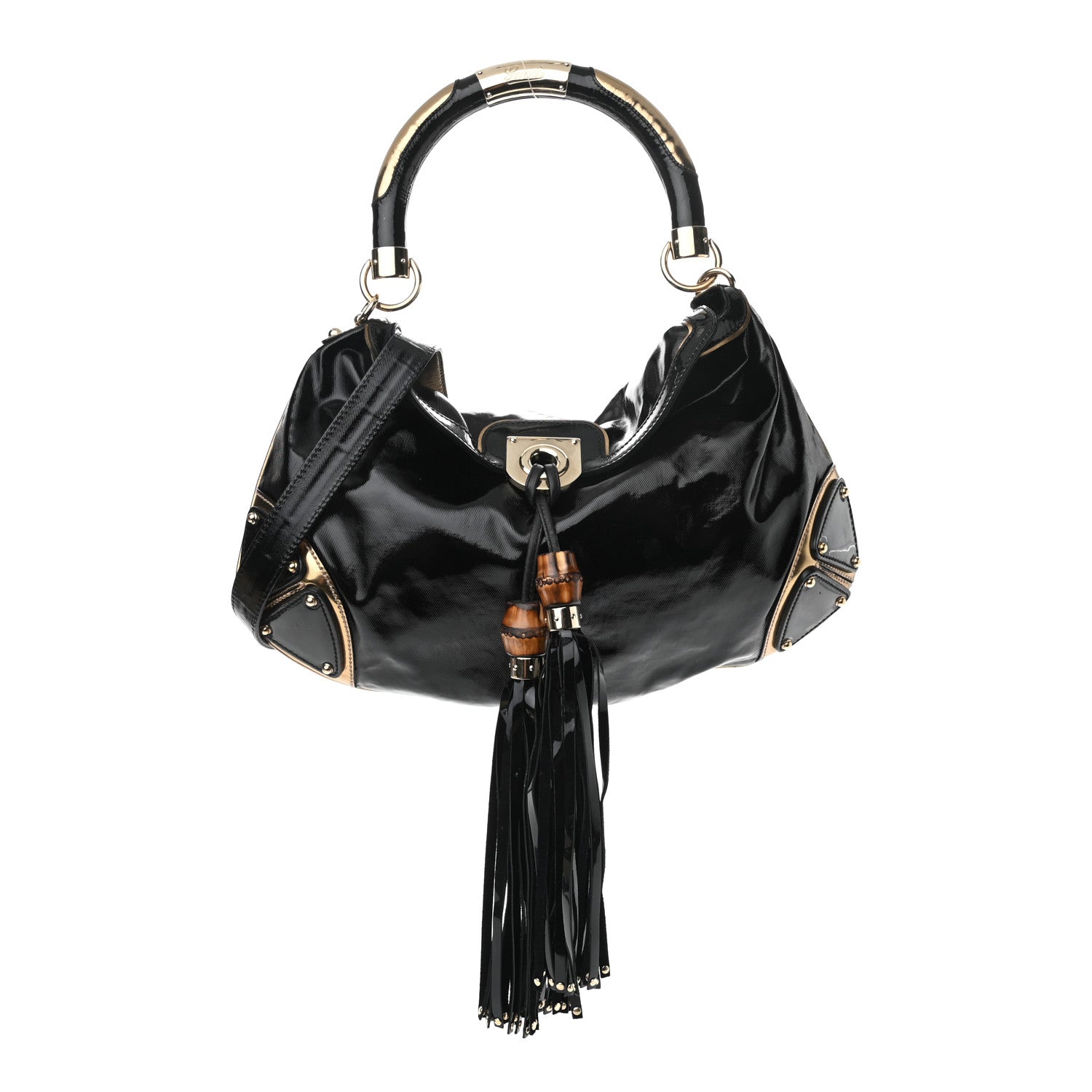 Gucci Coated Canvas Medium Indy Top Handle Hobo Black 1 of 10