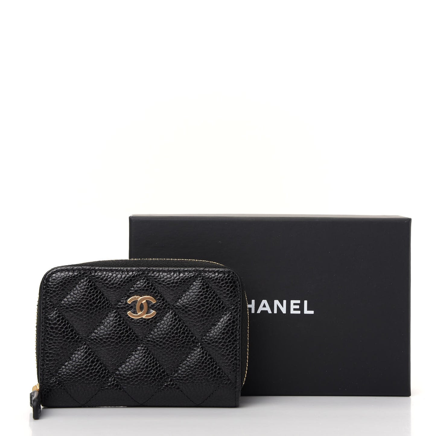 Caviar Quilted Zip Coin Purse Black
