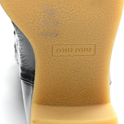 Miu Miu Crinkled Patent Calfskin Knee High Boots 37.5 Black 7 of 9