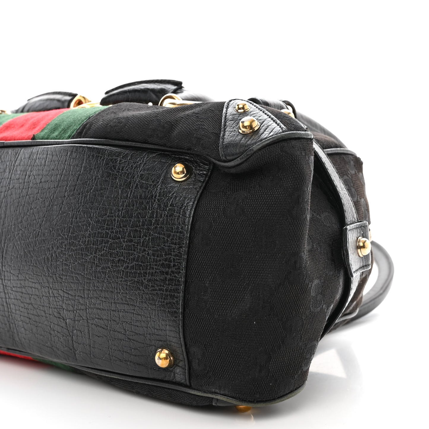 Monogram Web Large Horsebit Satchel Chain Black