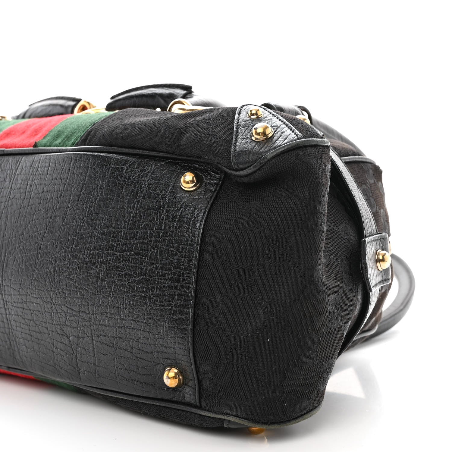 Gucci Monogram Web Large Horsebit Satchel Chain Black 10 of 13