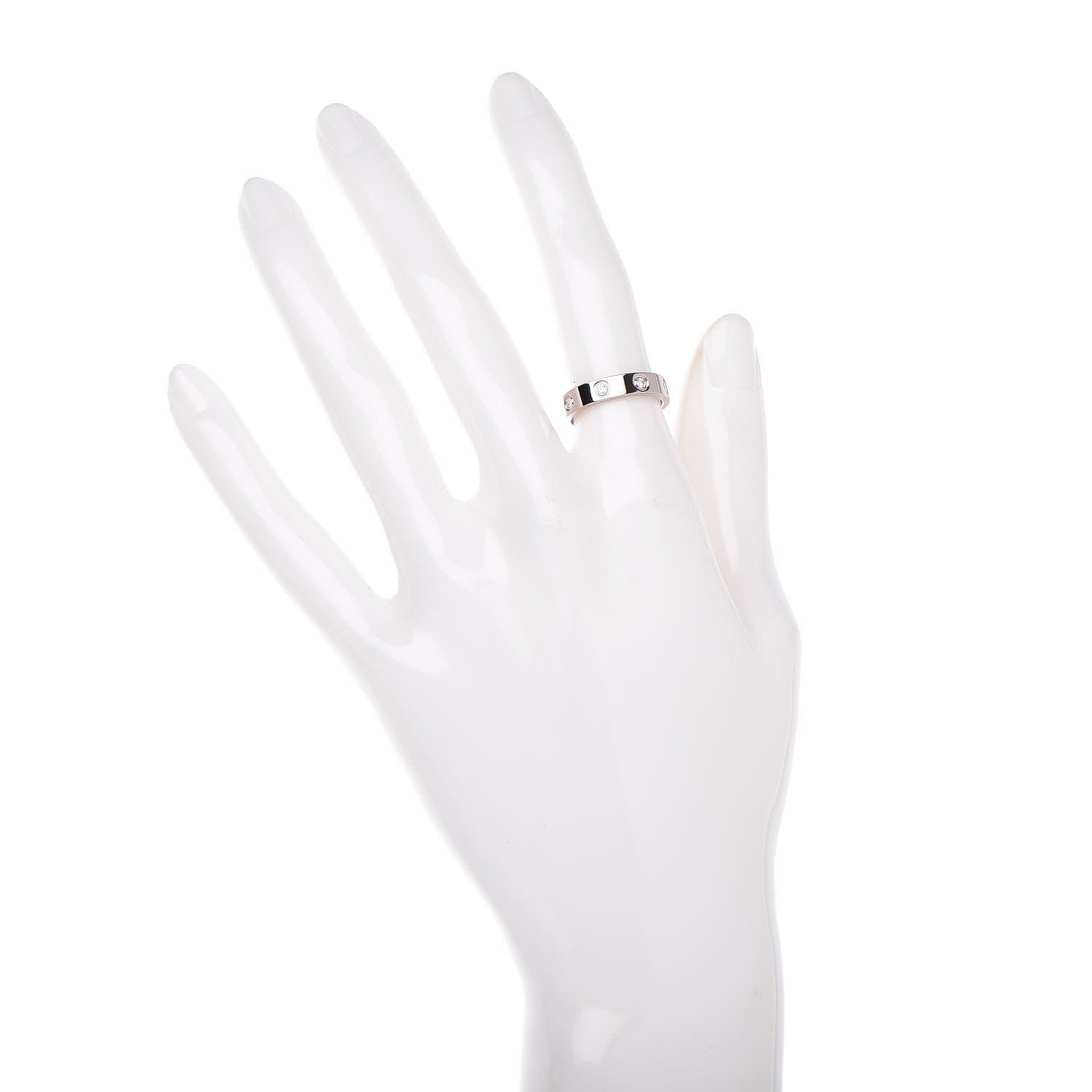 Cartier 18K White Gold 8 Diamond 4mm Wedding Band LOVE Ring 50 5.25 2 of 4