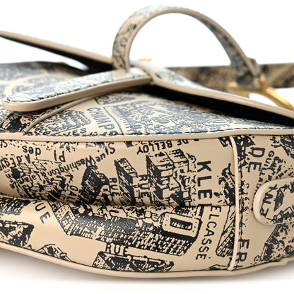 Christian Dior Calfskin Plan De Paris Printed Saddle Bag With Strap Beige Black 10 of 10