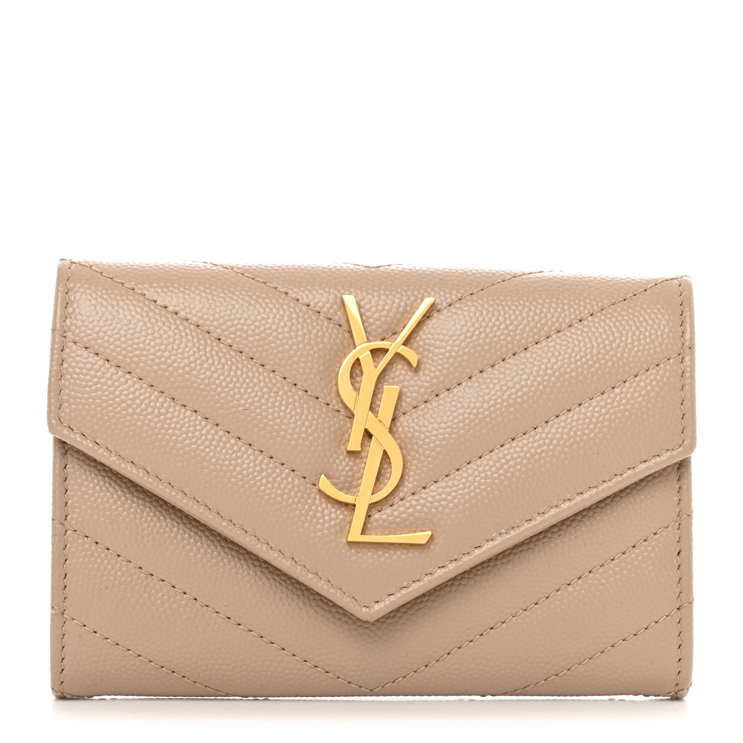 Grain De Poudre Matelasse Chevron Small Monogram Envelope Wallet Nude Powder