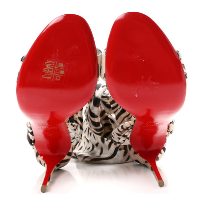 Christian Louboutin Crepe Satin Leopard Print Gigi Du Desert 100 Sandals 37 Vintage Rose 6 of 8