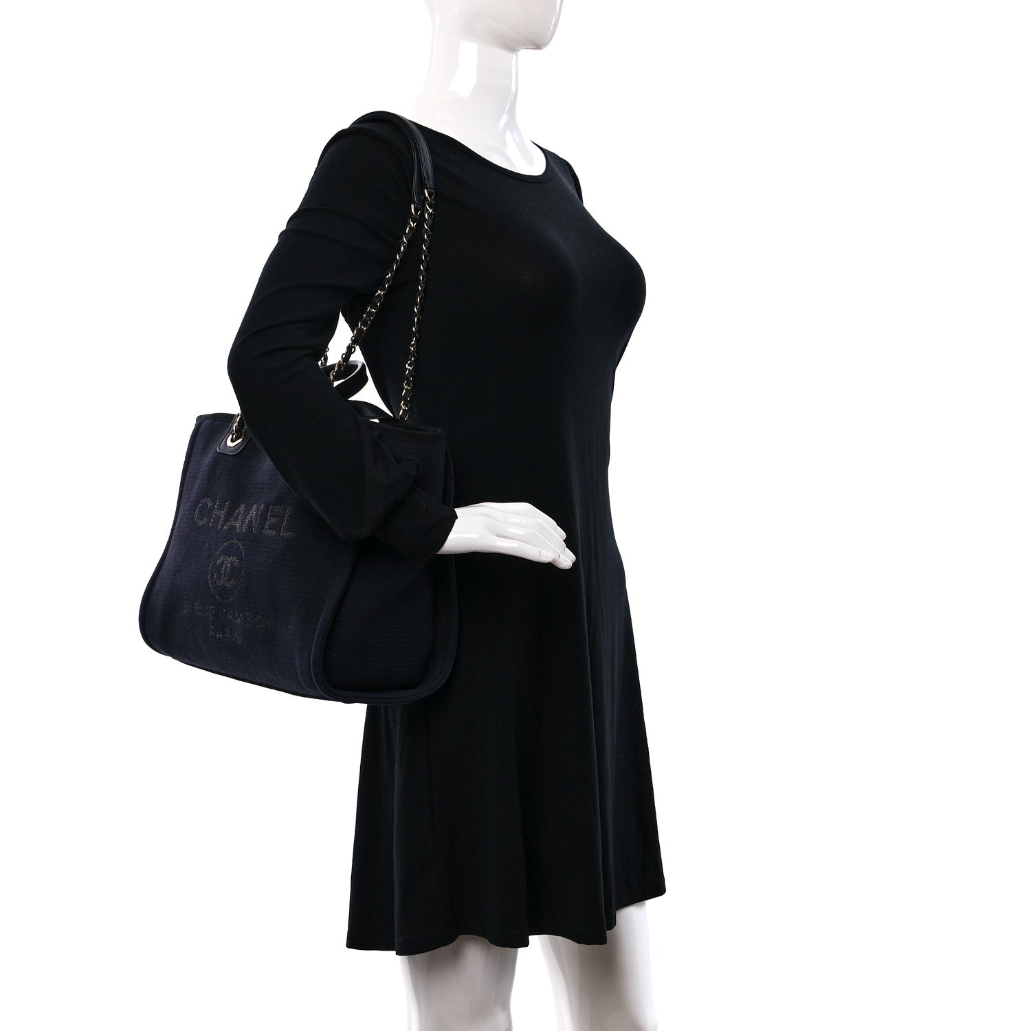 Chanel Mixed Fibers Small Deauville Tote Black 2 of 12