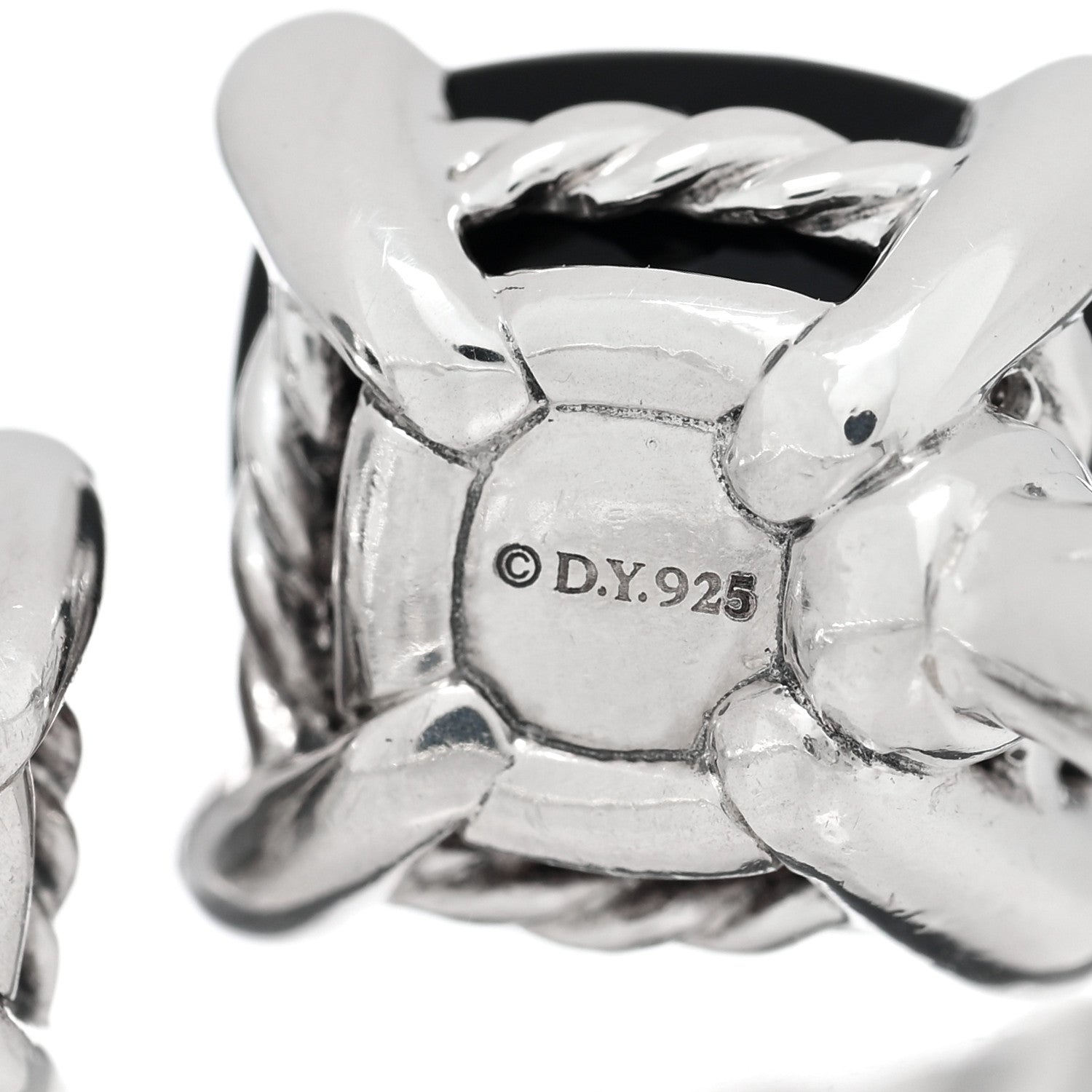 David Yurman Sterling Silver Diamond Black Onyx Hematine Chatelaine Bypass Ring 52 6 4 of 5